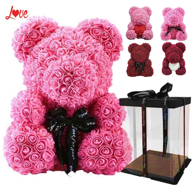 25CM Foam Rose Bear Flower Teddy Doll Birthday Wedding Valentine Gift Lovers