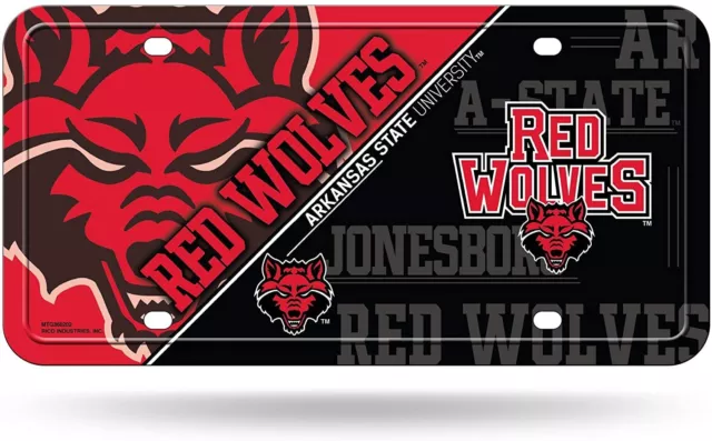 Arkansas State University Red Wolves Metal Tag License Plate Split Design...