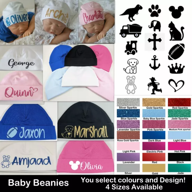 Baby Beanie Hat Personalised Cap Newborn -12 months baby shower gift custom name