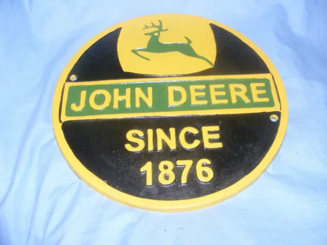 John Deere Sign Tractor Cast Iron Advertising Sign Garage Man Cave Logo Farming