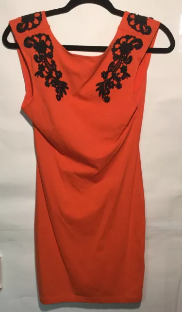 Motel Rocks Womens Dress Orange Coral Mini Sleeveless Scoop Back Floral Size S