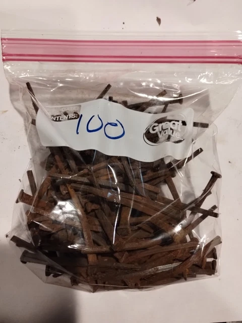 Lot of 100+ Antique Forged Nails w/Square Heads - 3 " Inches Long. (800 avail)