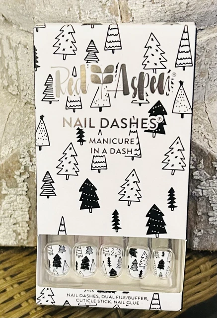 Guiones de uñas Red Aspen cuadrado corto línea de árbol de Ada 🙂