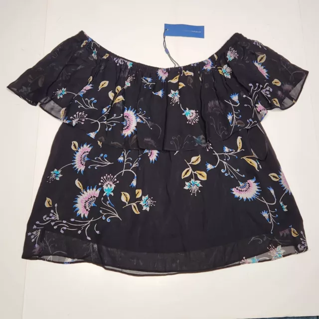 NWT Rebecca Minkoff Dev Top Floral Off The Shoulder Short Sleeve Womens Large