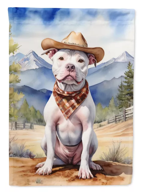 Pit Bull Terrier Cowboy Welcome Flag Canvas House Size DAC5954CHF