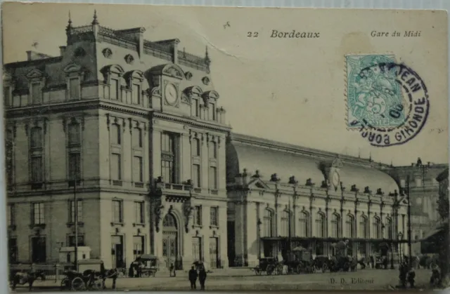 BORDEAUX 33 cpa la Gare du Midi Bon Etat 1906
