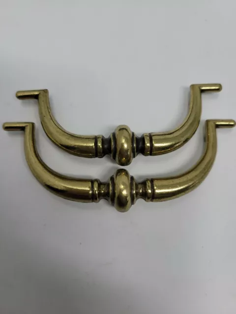 Victorian Drawer Pulls Handle Matching Lot of 2 Brass Antique Salvage Stamped