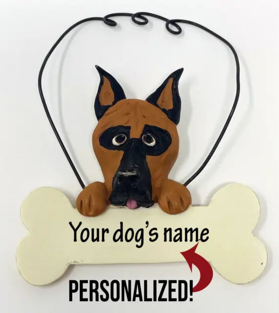 Personalized Boxer Great Dane Dog Name Mini Sign Hanger Decor Figure Ornament