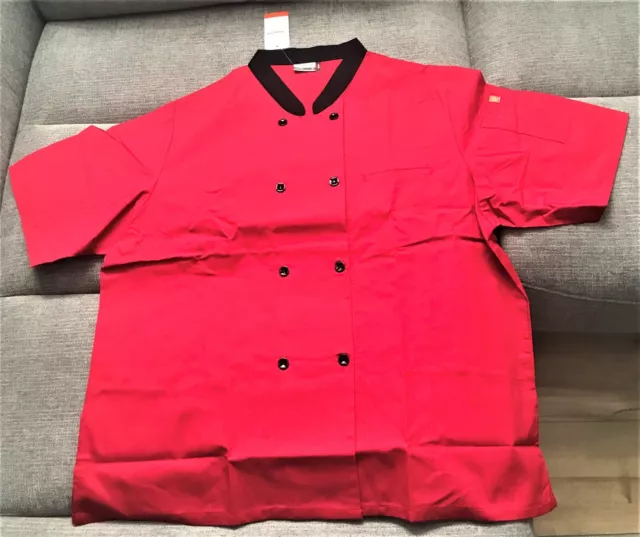 Happy Chef Women's Size 2XL Red Button Up Professional Cook Smock Shirt