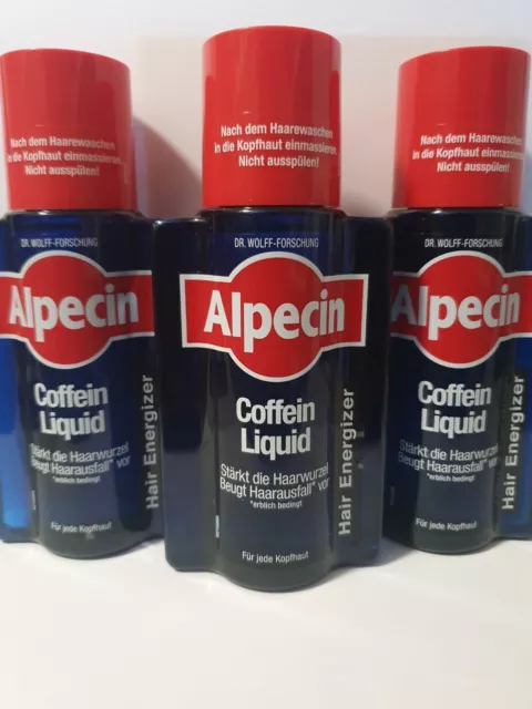 3X Alpecin Cafeína Líquido Loción Capilar Para Reforzamiento El Raíz Del Pelo