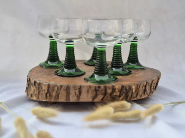 Lot De Six Verres A Vin Luminarc Romer Pieds Vert