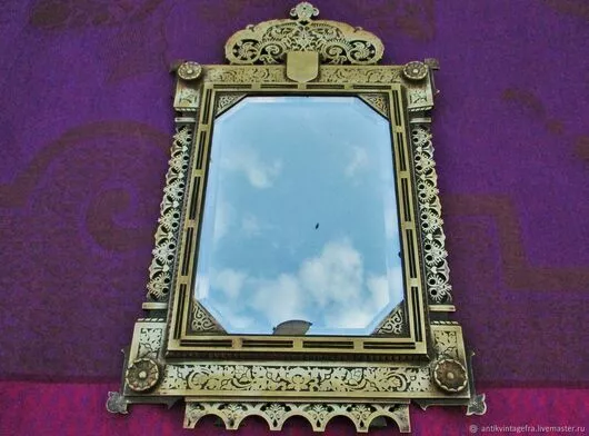 Miroir mural de bureau ancien  bronze Charles X début XIXe siècle Antique Charle