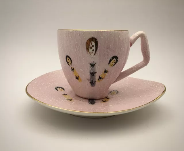 Unusual ￼Mid Century Modern Atomic Age ￼Ucagco Japan Pink Tea cup & Saucer