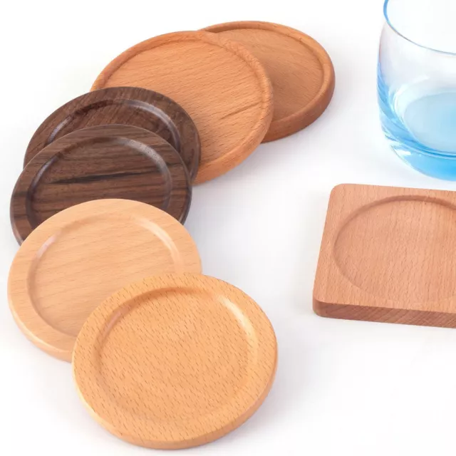 Wooden Coasters Set Tea Coffee Cup Pad Mat Pack Tableware Plain DIY Art Craft