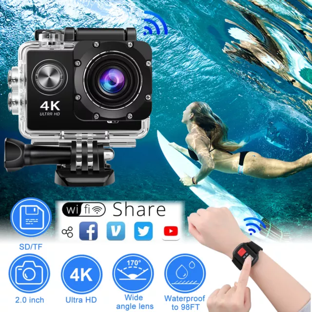 WiFi 4K HD 1080P Action Sport Waterproof Camera 20MP Recorder Camcorder Video DV