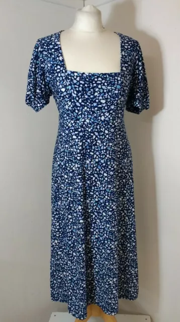 QED LDN Blue Pattern Dress - Size 12