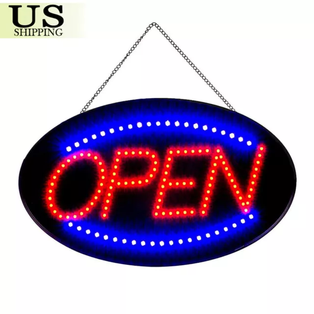 110V Bright LED Neon Light OPEN Sign Business Animated Motion with ON/OFF 19x10"