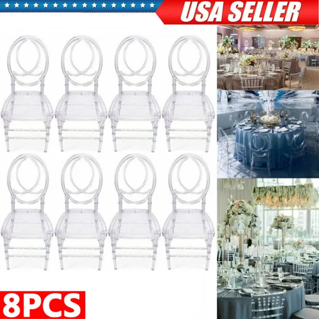8PCS Wedding Elegance Event Crystal Ice Stacking Side Chair with Designer Back