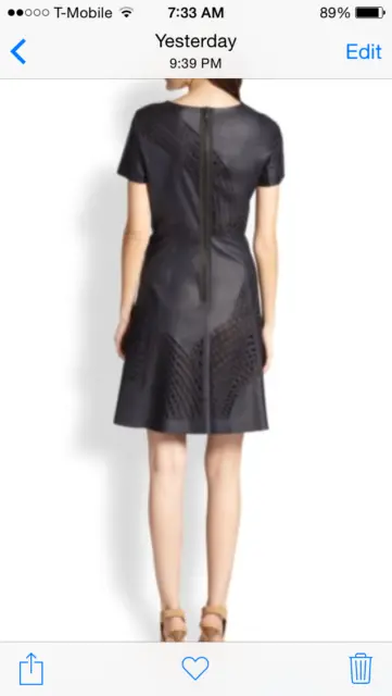 Elie Tahari Evangelina Laser Cut Leather Dress - Black 2