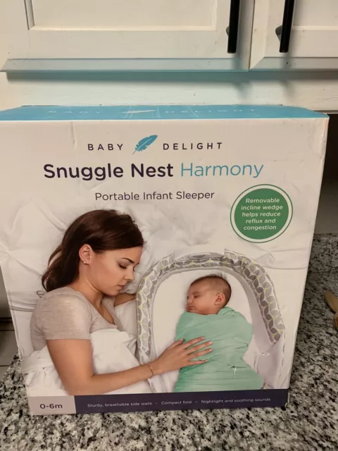 Baby Delight Snuggle Nest Harmony Portable Infant Lounger - Gray White Yellow