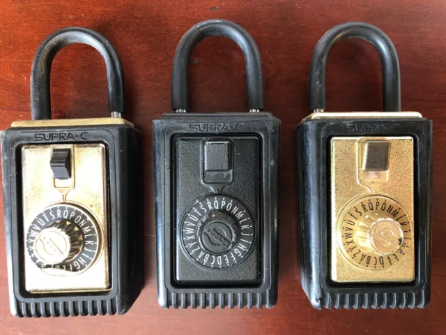 Lot of 3 Vintage Supra-C Black Portable Key Storage Combination Door Lock Box