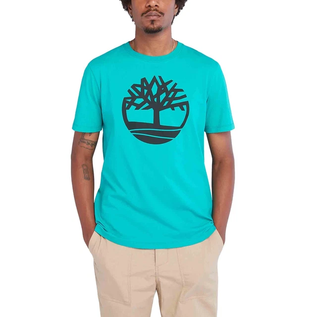 Timberland T-Shirt da Uomo con Logo Ad Albero Kennebec River Blu Codice TB0A2...