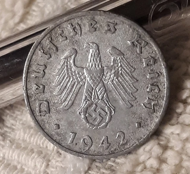 German 1 Reichspfennig ~ Germany ~ Vintage WW2 1pf Coin 1942, Heavily Circulated