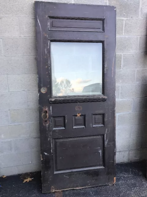 Cm 228 Antique Oak Beveled Glass Farmhouse Door 35.75 X83.5