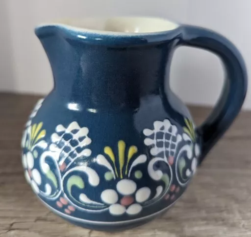 Vintage Vase Hand Painted Blue And White Ceramic