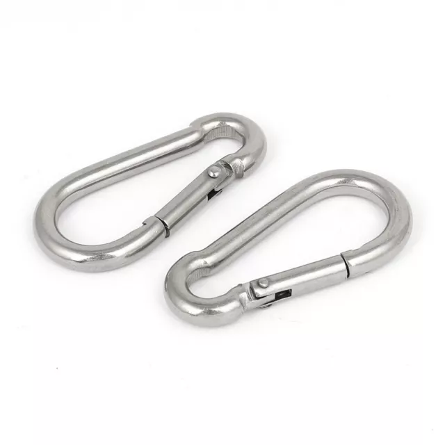 M6 x 60mm 304 Stainless Steel Spring Snap Link Hook 2PCS