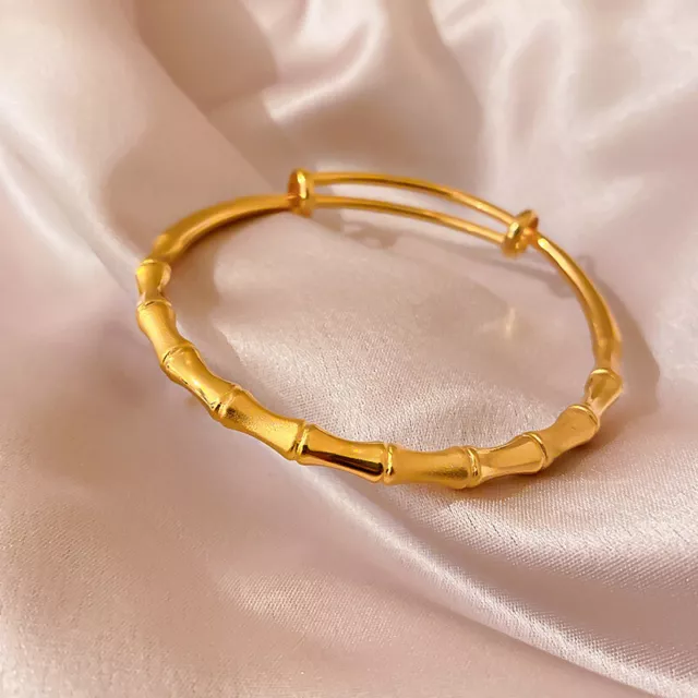 18K Gold Plated Fashion Women Open Bangle Cuff Bracelet Wedding Jewelry