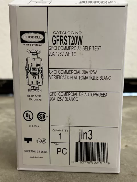 (5) Hubbell GFRST20W GFCI Commercial Self Test 20A 125V White Receptacle new