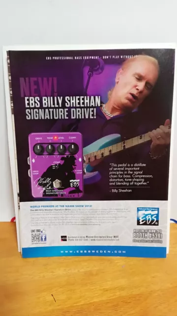 Ebs Billy Sheehan Signature Drive Pedal  2012 Print Ad 11 X 8.5..