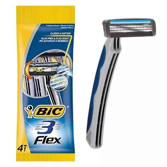 40pz Bic Flex 3 rasoio manuale monouso tre lame lametta barba uomo rasatura