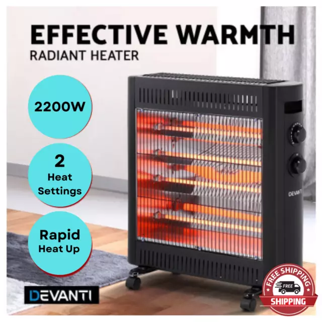 Devanti 2200W Infrared Radiant Heater Portable Electric Convection Panel Heating