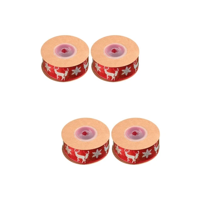 4 Pcs Polyester. Snowflake Deer Ribbon Plaid Ribbons Crafts