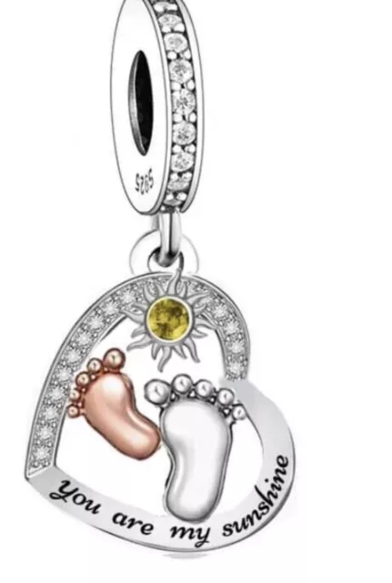 You Are My Sunshine Herz And Baby Fuss Charm 🙂 925 Sterlingsilber Geschenk