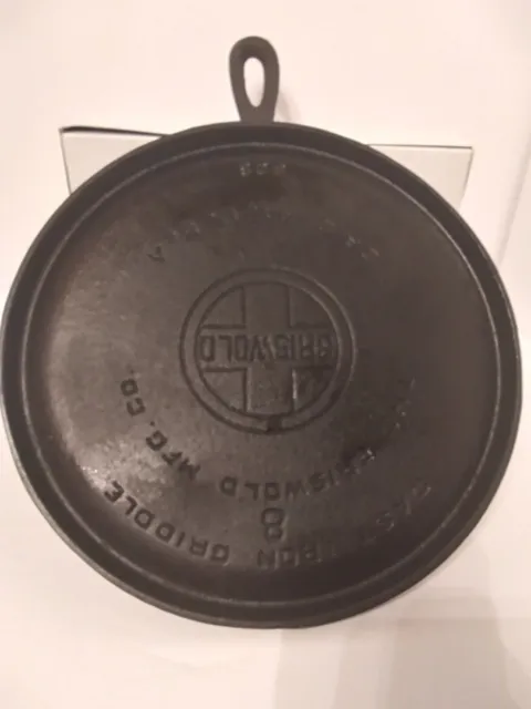 Griswold No 8 Cast Iron Griddle 608 Circa 1925 -1940 NICE Sits Flat, Large Logo