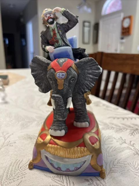 Emmett Kelly Jr Clown on elephant at the circus figurine Grande Parade Flambro