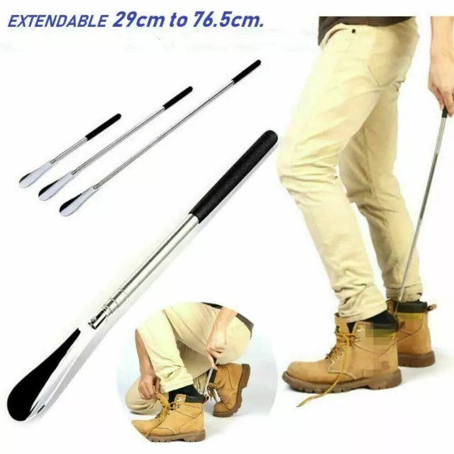 🔥Long Handle Extendable Shoe Horn Metal Shoehorn Handheld Remover Telescopic UK