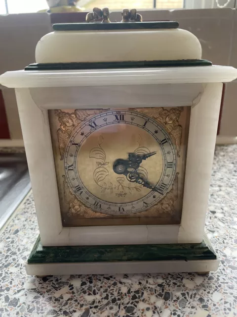 Vintage  Elliott 8 day cream/green Onyx  mantle carriage clock