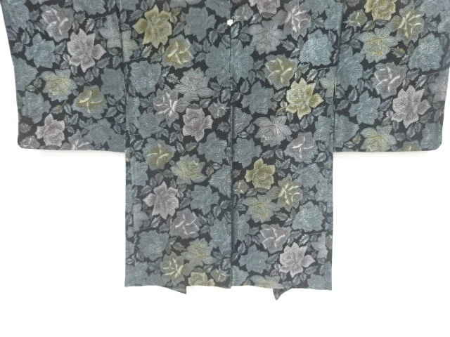 39548# Japanese Kimono / Antique Haori / Woven Flowers