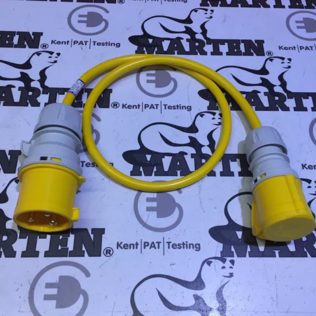 Marten® 110V 32a Plug to 16a Coupler Socket 1 Meter Lead 4mm Yellow Cable