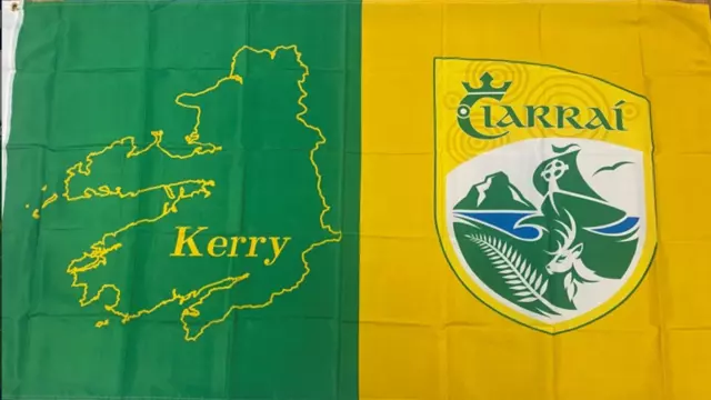 Kerry GAA Official 5 x 3 FT Flag - Crested Irish Gaelic Football Hurling