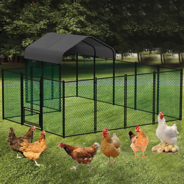 Large Galvanized Steel Chicken Coop Poultry Fence Cage for Outdoor Backyard Farm 2
