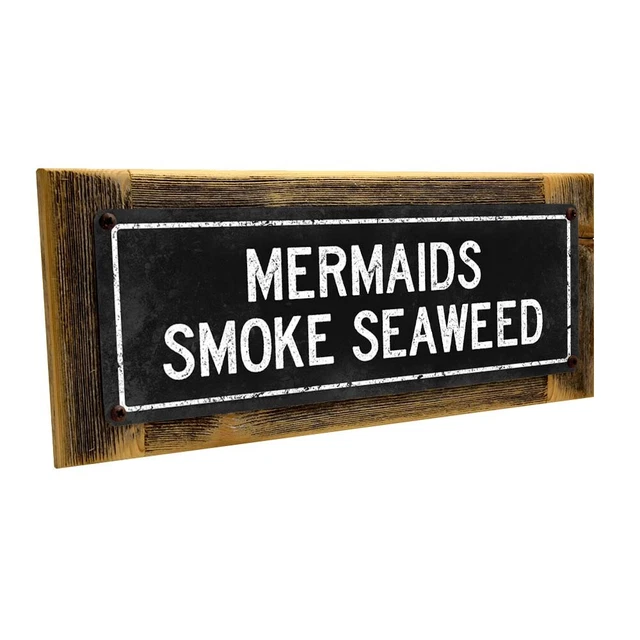 Retro Mermaids Smoke Seaweed Metal Sign; Wall Decor for Beach House