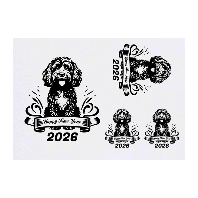 Cockapoo New Year 4 X 'COCKAPOO New Year 2026' Temporary Tattoos / Transfers (TO00096196 ...