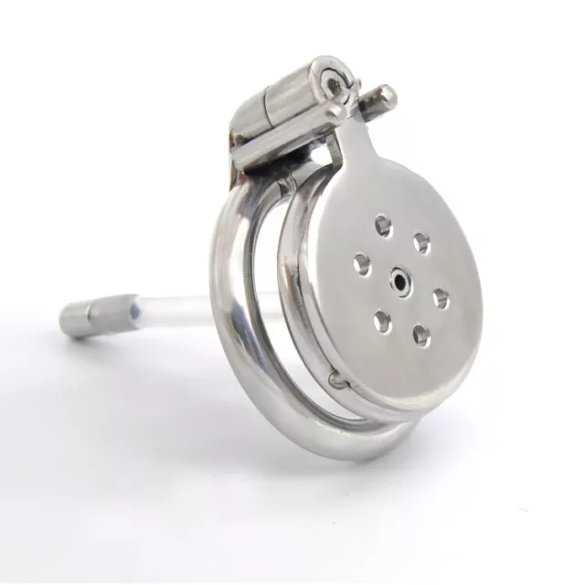 Small Stainless Steel Male Trumpet Tube Cage Chastity Device Screw Lock Ring