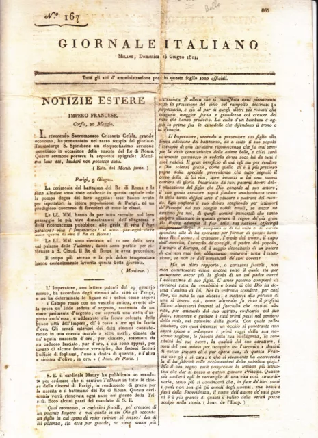 Rr439-Periodo Napol.giornale Italiano 1811 Sui Boschi E Il Taglio Degli Alberi