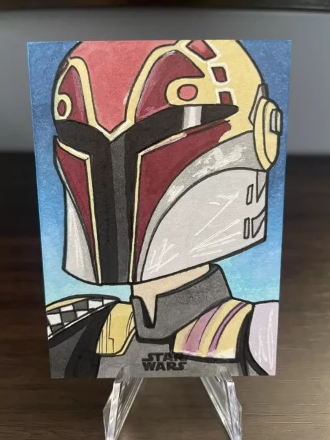 2022 Topps STAR WARS Mandalorian Chrome Sketch SABINE WREN by Nick Gribbon